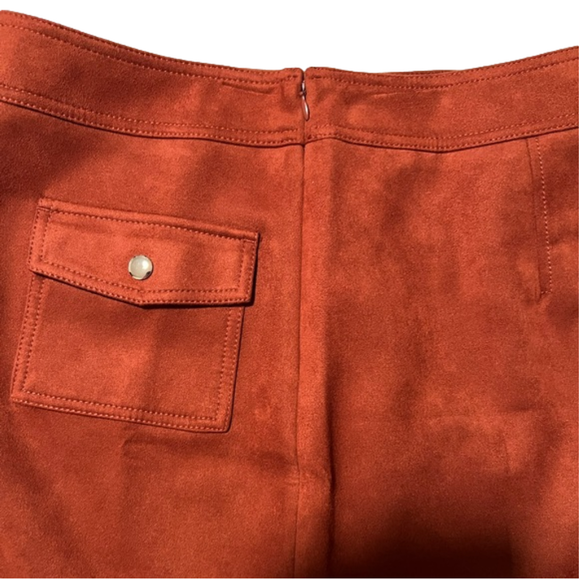 Loft Women’s Suede Burnt Orange Skirt with Hidden Side Zipper Size 8 - Picture 5 of 5